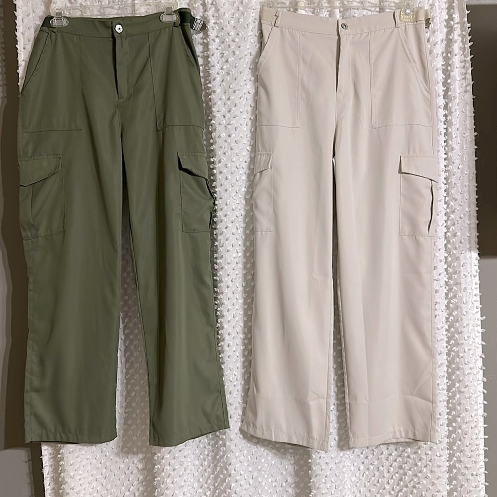 Hot item! Cargo pants. Extremely comfortable. Very flattering